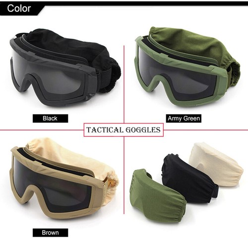 Tactical Goggles With 3 Lenses Impact Resistant Paintball Safety Glasses Eyewear - Picture 9 of 15