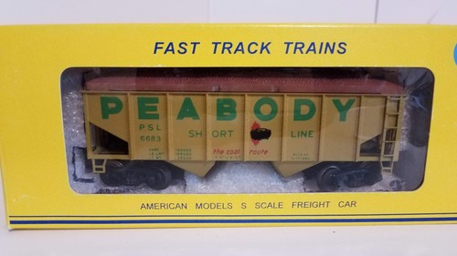 S American Models 308 Peabody PSL #6883 2-Bay Ribbed Hopper Car (w/Ore Load) - Picture 7 of 8