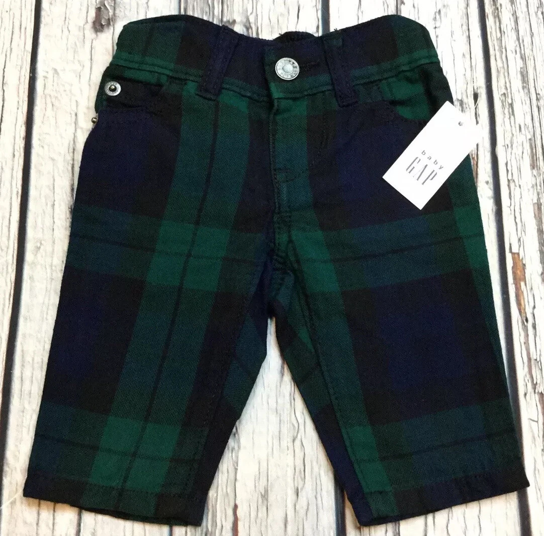 Baby Gap Boys 3 6 Months Navy Blue Green Plaid Pants. Nwt