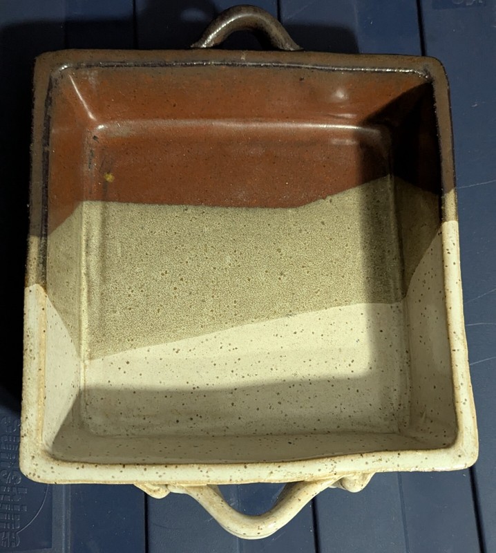 Redware 8 inch Studio Art Pottery Glazed Terracotta Signed in Earth Tones 1994