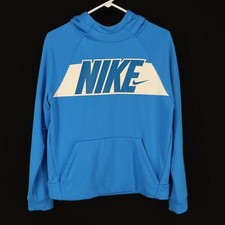 Kid Girls Nike Dri Fit Blue Graphic Pullover Hoodie Sweat Shirt Jacket Size XL