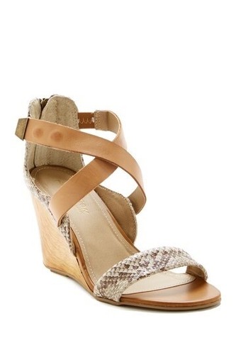 Oh Ava Wedge Sandals Faux Reptile Skin 