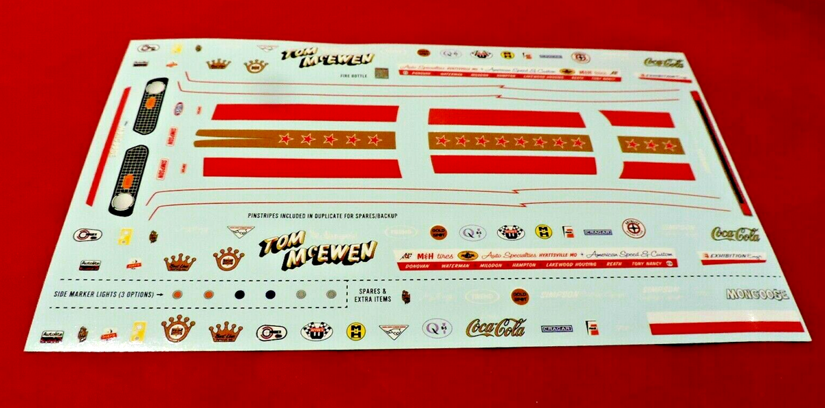 Model Car Parts Polar Lights 1969 Cuda Tom McEwen Funny Car Decal