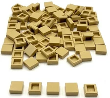 Lego 100 New Tan Tiles Flat Smooth 1 x 1 Parts