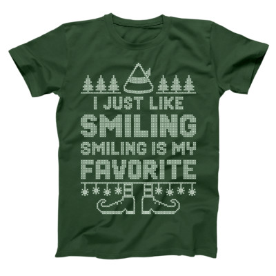 Smiling's My Favorite  The Elf Funny Movie Forest Green Basic Men's T-Shirt