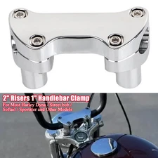 2" Risers 1" Handlebar Clamp For Harley Dyna Softail Sportster 883 1200 XLH1200