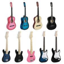 30" 38" 39" Beginners Acoustic Guitar With Guitar Case Strap Pick Wooden