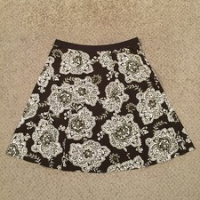 Talbots Skirt Size 12 Brown Floral Knee Length Unlined A-Line