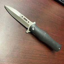 8.5" Tactical Black Handle Silver Blade Quick Open Folding Pocket Knife Hunting