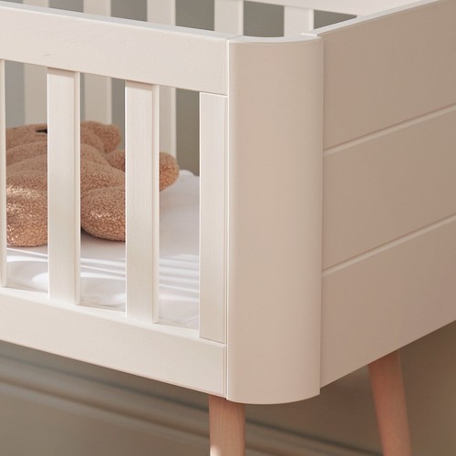 Troll Retro Crib - Scandinavian Space Saver Wooden Crib in White / Natural - Picture 4 of 7