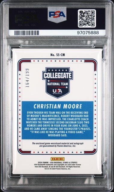 Topps - 直筆サインカード  Christian Moore 499枚限定 PSA 9 Christian Moore Autographed 2024 Panini USA Stars & Stripes