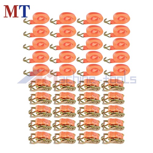 20 Pack Heavy Duty Cargo Strap Ratchet Tie Down Straps J Hooks 4000lbs 1.5"x20'