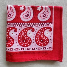 MEN Bandana Vintage Red Pink Cotton Paisley Neckerchief Classic Handkerchief 22"