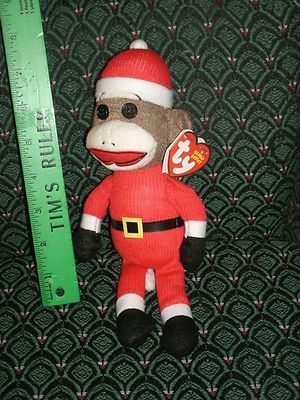 Ty Beanie ~ SOCK MONKEY ~ SANTA ~ 9'' tall ~ MWMT~ 2013 ~ Retired ~ HTF