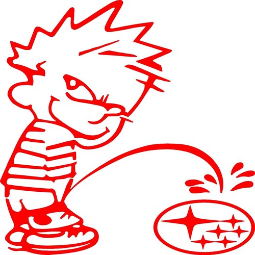Calvin Peeing on Subaru Logo Vinyl Decal Multiple Colors and Sizes - Picture 16 of 27