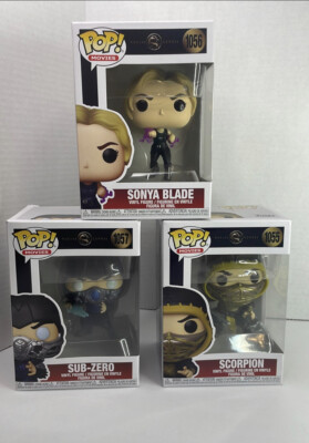 Scorpion, sub zero, Sonya  lot of 3 funko pops Brand New