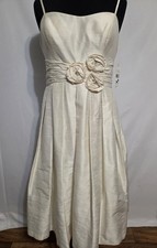 NWT Eliza J. SILK Rhinestone & Pearl Embellished Cocktail Dress Size 14