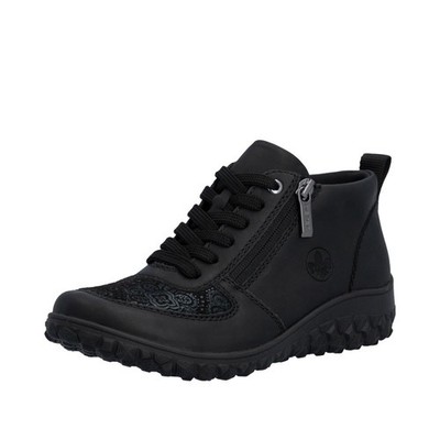 Rieker Damen Kurzstiefel Schwarz Gemustert 59541-00 Stiefeletten Boots Neu