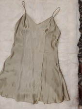 Vtg Y2K 90s Victoria  s Secret 100 Silk Chemise Slip Dress Champagne Beige Small