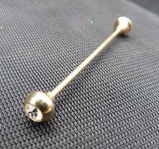Gold Tone Faux "Diamond" Ends Barbell Screw On Dress Shirt Collar Bar 1-1/2 in