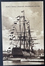Portsmouth H.M.S. Victory Reconstructed July 1928. Vintage Postcard Hampshire