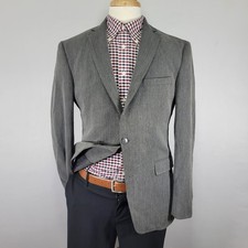 Calvin Klein Men's Sport Coat Blazer Two Button Gray Herringbone Poly Blend 40R