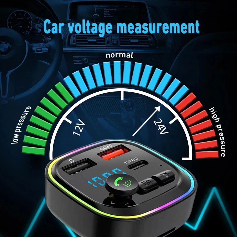 Drahtloser Auto Bluetooth FM Transmitter 5,3 MP3 Player USB Auto Ladegerät Adapter UK - Bild 3 von 4