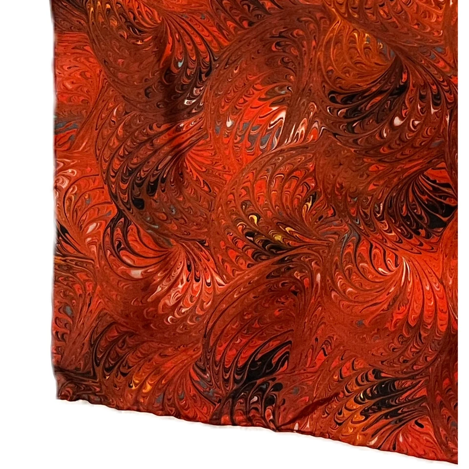 Burmel шелковый шарф красный геометрические завитки ретро 23» шифоновое подлинный редкая винтажный - Изображение 4 из 4