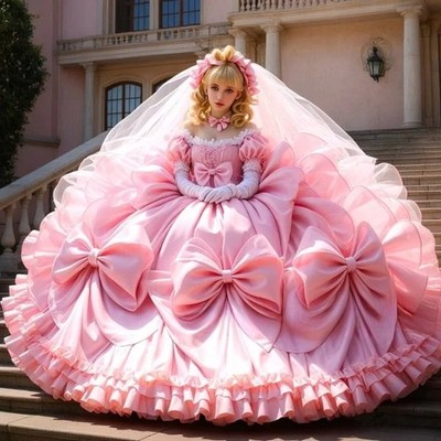 open lace back dress Vintage Rococo Inspired Pink Silk Wedding Gown With Rosette Bodice / W   Xtabay Vintage