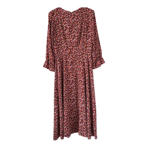 Madewell Damen rot Blumenmuster 3/4 Ärmel Crossover Midikleid Clipdot Größe 6 - Bild 3 von 15