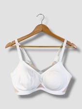 Honeylove Wireless Crossover Bra Size L 38B/C White Nude Sheer Mesh LWBR0302V3
