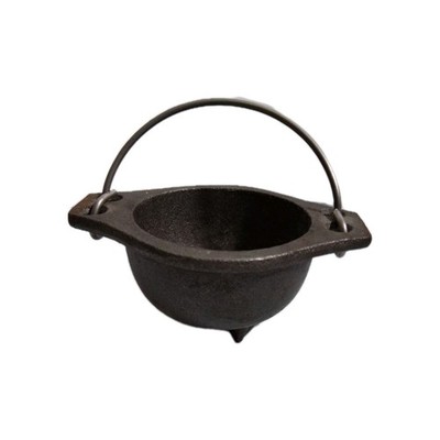 Vintage Cast Iron Miniature 5 in. by 3 in. Deep Cauldron Pot w/Handle and 3 Legs