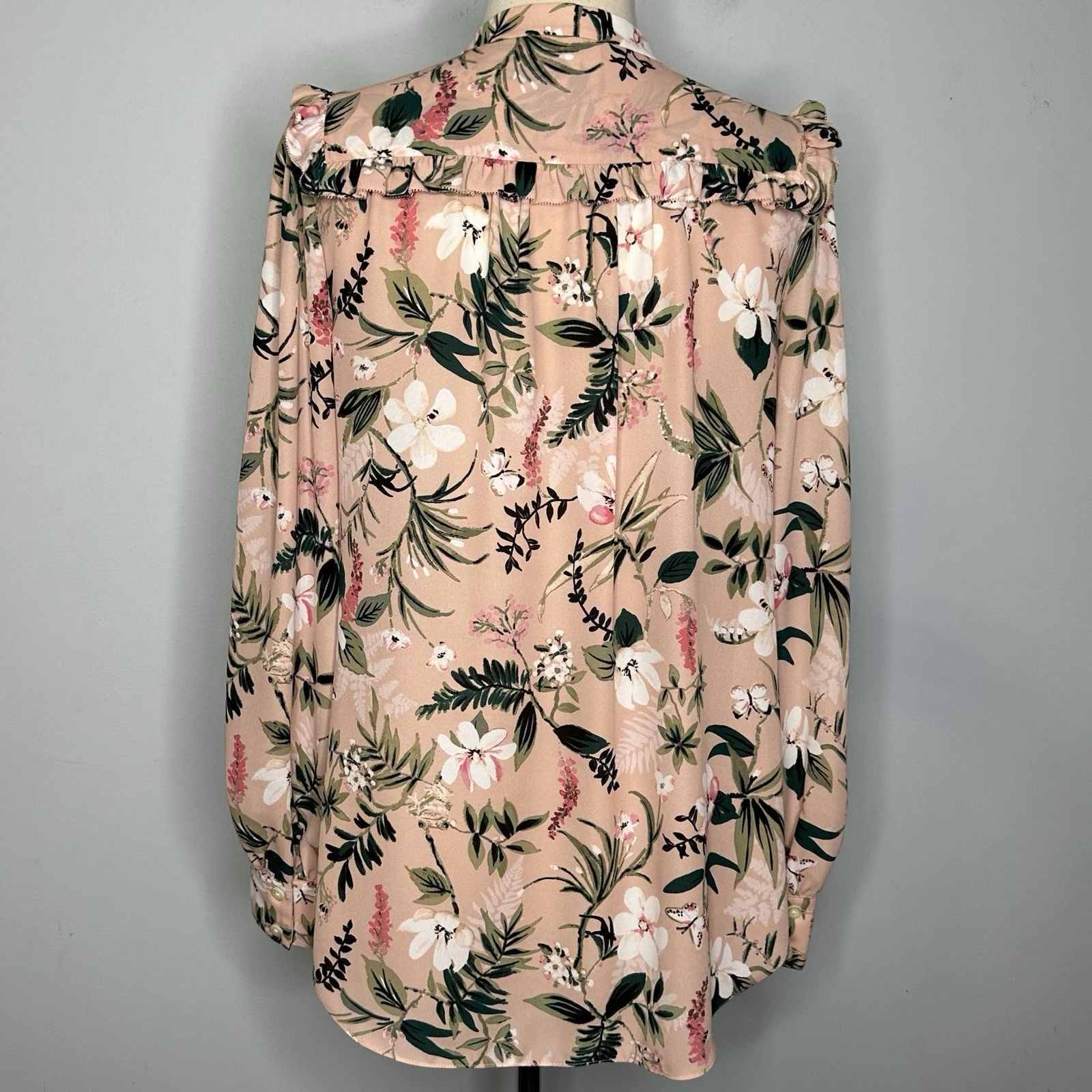 Camicetta Kate Spade floreale botanica manica lunga in rosa cammeo paludoso taglia S
