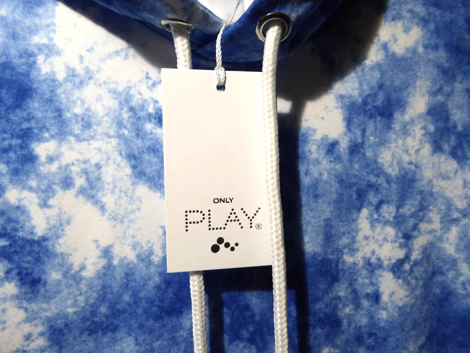 Only Play Hoodie Tie Dye Blue Sweat Top Jaida Sizes S To XL Pockets Long Sleeve - Image 2 of 4