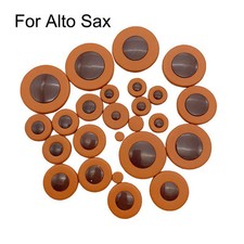 25PCS Eb For Alto Sax Leather Pads 14 Sizes Replacement Accessories Brown New