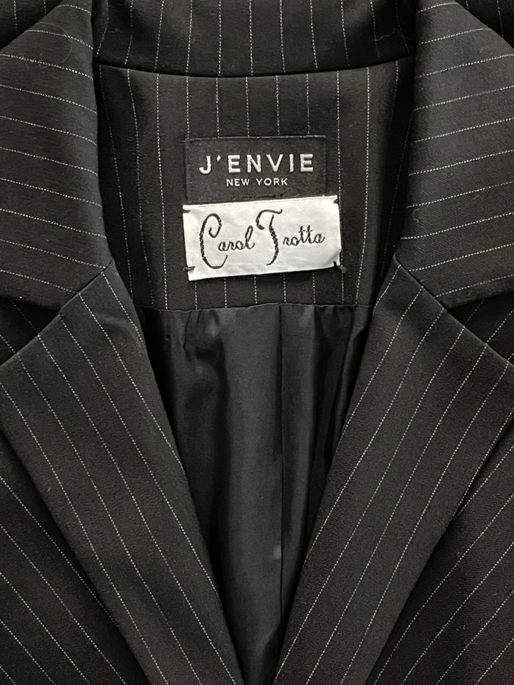 J’ENVIE New York Carol Trotta Womens Pinstripe Black Blazer Jacket Pant Suit S12 - Image 4 of 4