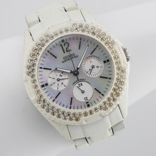 GUESS Waterpro G12543L White-Tone Quartz Analog Women's Watch Sz. 6" New Battery