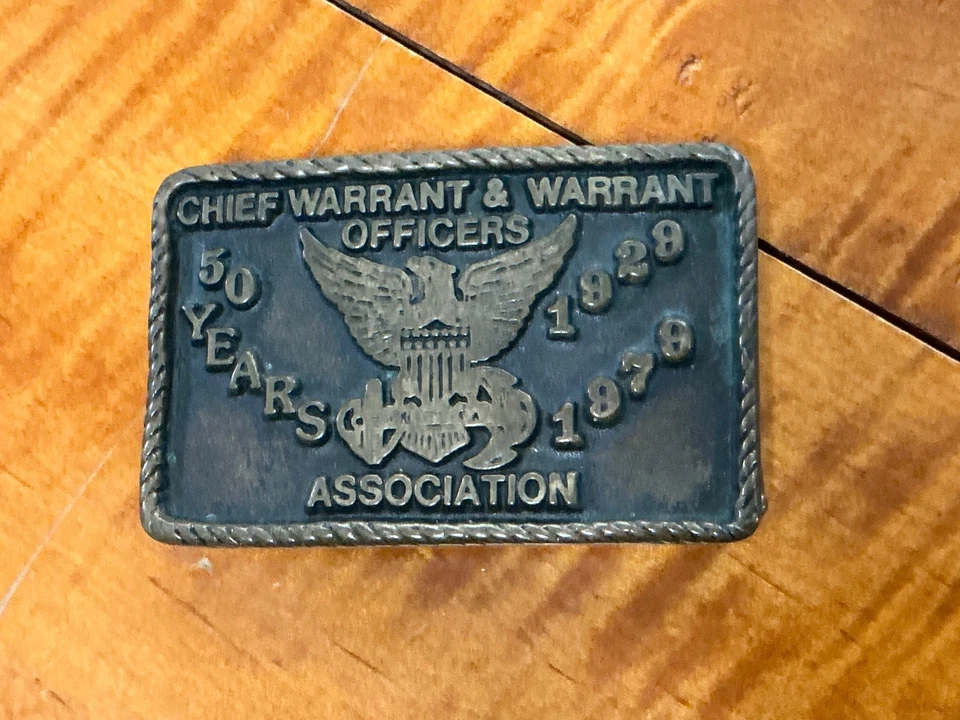 Jefe Warrant Officers Ejército/Marina Hebilla de Cinturón de Latón Anacortes Brass Works 1979 Foto 2 de 4