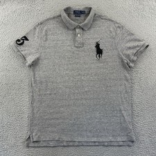 Polo Ralph Lauren Shirt Men XL Gray Big Pony Custom Slim Fit Short Sleeve Preppy