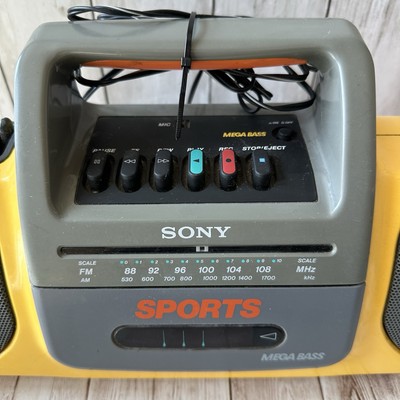 VINTAGE SONY SPORT RADIO YELLOW CASSETTE PLAYER MEGA BASS AM