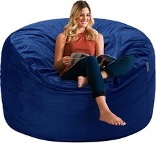 3Ft Luxurious Velvet Bean Bag Chair - Ultra Soft Fur  Memory Foam Comfort