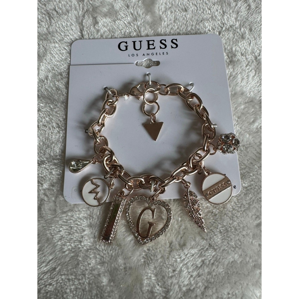 Brand NEW Guess Charm and Dangle Bracelet Rose Tone Gold | eBay