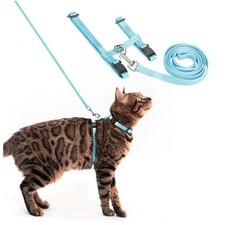 Adjustable Cat Harness and Leash Set Escape Proof Kitten Strap Small Sky Blue