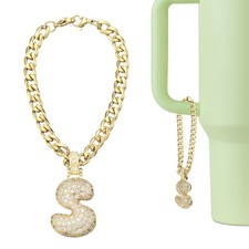 Letter Charm for Stanley Tumbler Cup, Bubble Cute Initial S Letter Charm, Gold