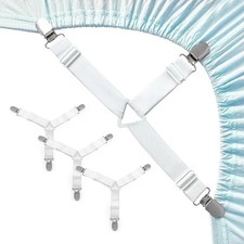 Bed Sheet Retainer Straps,Elasticated Adjustable Mattress Fitted Sheet Clips,...