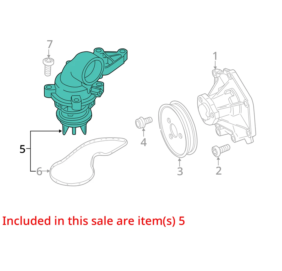 Fits 2011 - 2015 AUDI Q7 3.0L Engine Coolant Thermostat Housing 06E121111AL OEM - Image 4 of 4