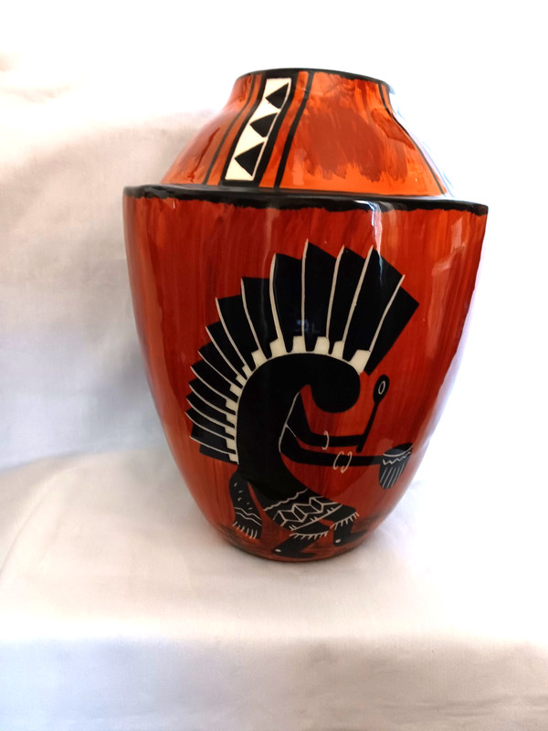 Vintage 82 Maw Paw Art Pottery Signed Native Southwest Kokopelli figure Figure