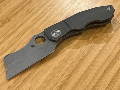 Spyderco Stove Pipe Stonewashed Titanium Folding CPM-20CV Cleaver Knife