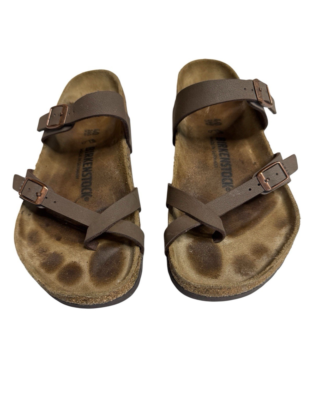 Women’s Sz 40 US 9 Brown Birkenstock Mayari Birmingham-Flor Sandals Toe Loop