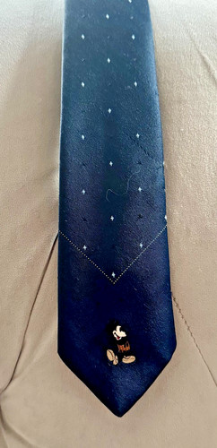 Vintage Mickey Mouse Tie By Cervantes Walt Disney Productions Navy Blue Necktie